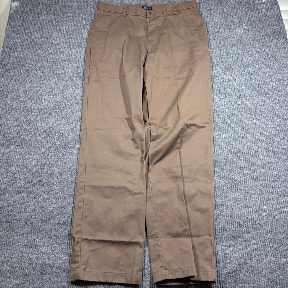 IZOD Pants Men's 36x34 American Chino Brown Straight Leg Office Casual Preppy